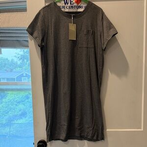PACT Charcoal Short Sleeve Pocket T-Shirt Dress